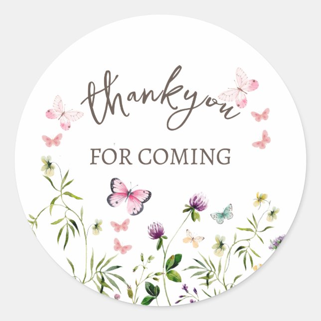 Cute Wildflowers Baby Shower Thank You Sticker (Front)
