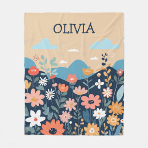 Cute Wildflowers Botanical Personalised Fleece Blanket