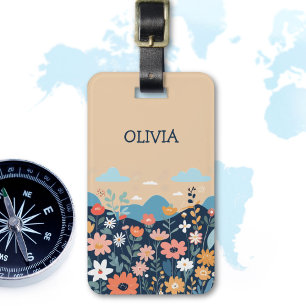 Cute Wildflowers Botanical Personalised  Luggage Tag