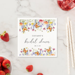 Cute Wildflowers Butterflies Floral Bridal Shower  Napkin