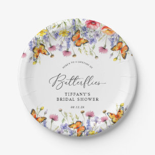 Cute Wildflowers Butterflies Floral Bridal Shower  Paper Plate