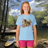 Cute Wildflowers Fawn Blue Baby Deer Woodland