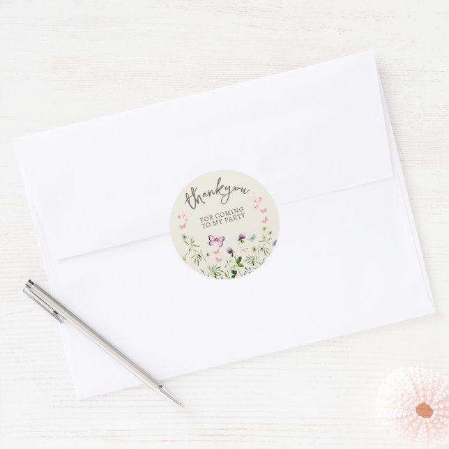 Cute Wildflowers Thank You Party Sticker (Envelope)