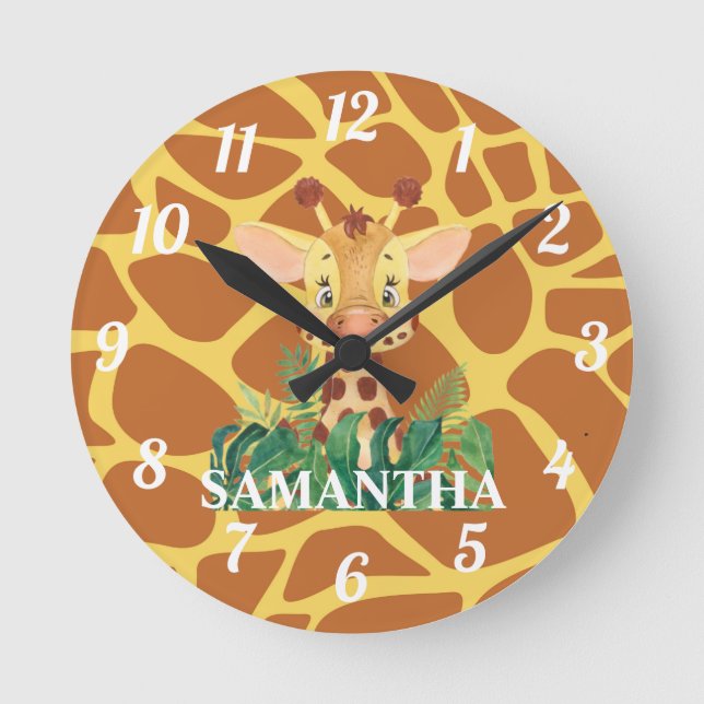 Cute Wildlife adorable animal baby Round Clock (Front)
