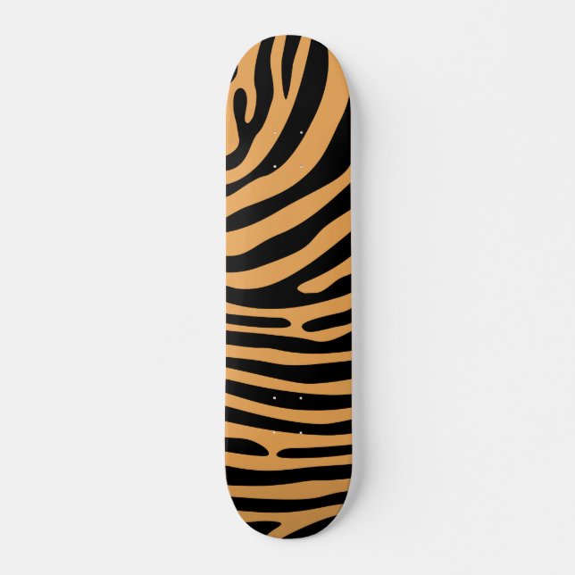 Cute Wildlife Bengal Tiger Animal Print Pattern Skateboard (Front)