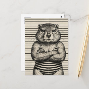 Cute Wildlife Criminals Groundhog Postcard