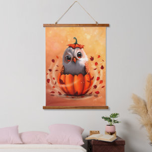 Cute Wildlife Of An Owl's : Autumn's forest  Hanging Tapestry