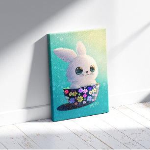 Cute Wildlife Of Spring : Bunny floral Bloom Canvas Print