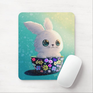 Cute Wildlife Of Spring Guardian: Bunny in Bloom  Mouse Mat