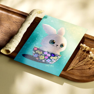 Cute Wildlife Of Spring Guardian: Bunny in Bloom Photo Print