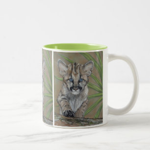 cute wildlife picture of cougar big cat Two-Tone coffee mug