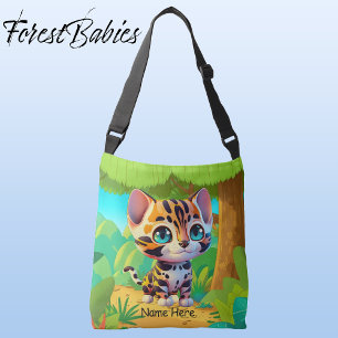 Cute Wildlife Tiger Kids Safari Cartoon Graphic Crossbody Bag