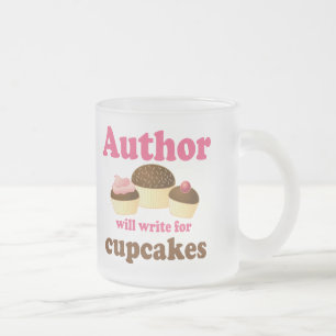 Cute Will Write For Cupcakes Author Gift Frosted Glass Coffee Mug