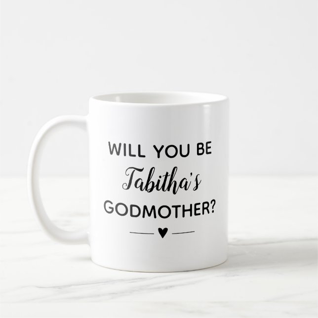 Cute Will You Be Godmother Proposal Coffee Mug (Left)