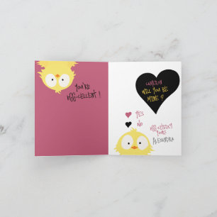 Cute Will You Be Mine? Chicken Love + Valentine Holiday Card