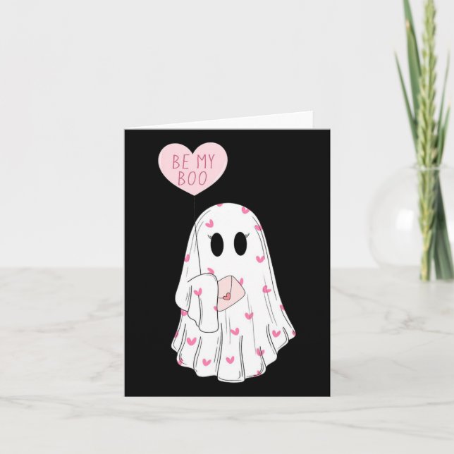 Cute Will You Be My Boo Ghost Halloween! Love Part Card (Front)