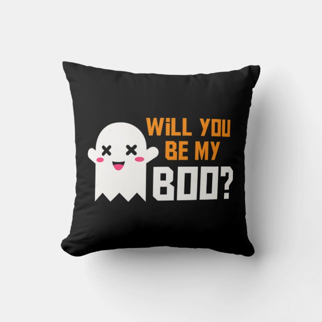 Cute Will You Be My Boo Ghost Halloween! Love Part Cushion (Front)