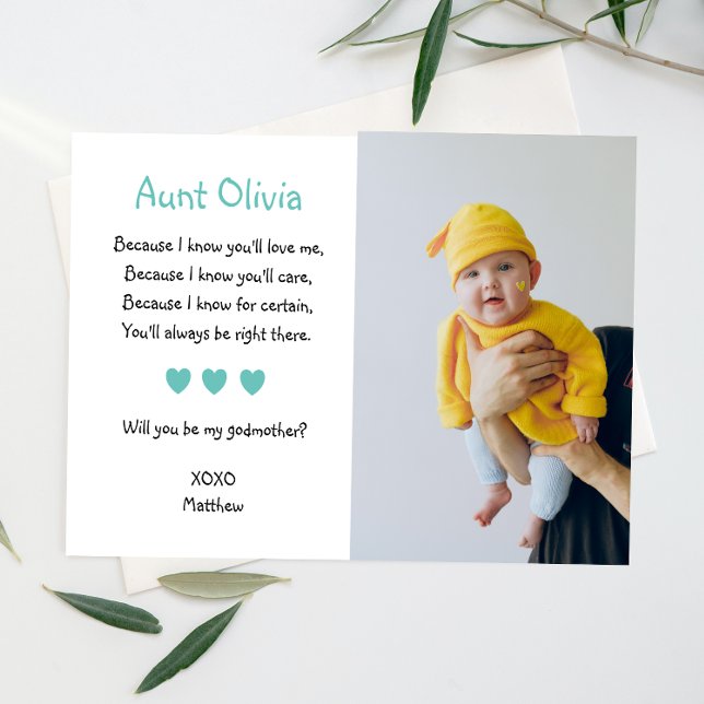 Cute Will You Be My Godmother Proposal Photo Invitation (Creator Uploaded)