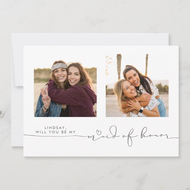 Cute Will You Be My Maid of Honour Two Photos (Front)