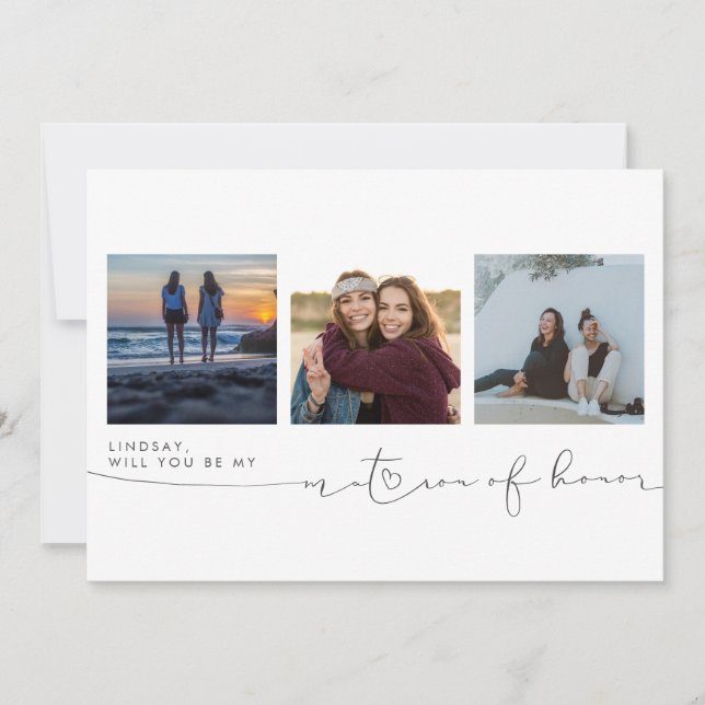 Cute Will You Be My Matron of Honour Three Photos (Front)