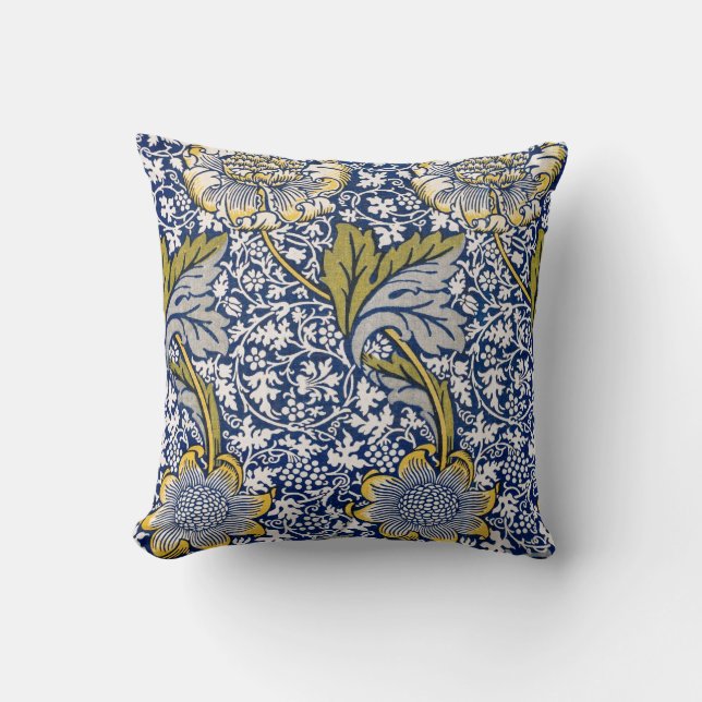 Cute William Morris Floral Throw Pillow  (Front)