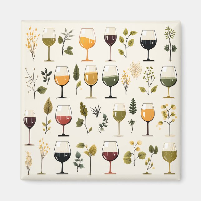 Cute wine cups magnet (Front)