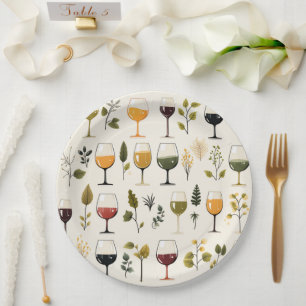 Cute wine cups paper plate