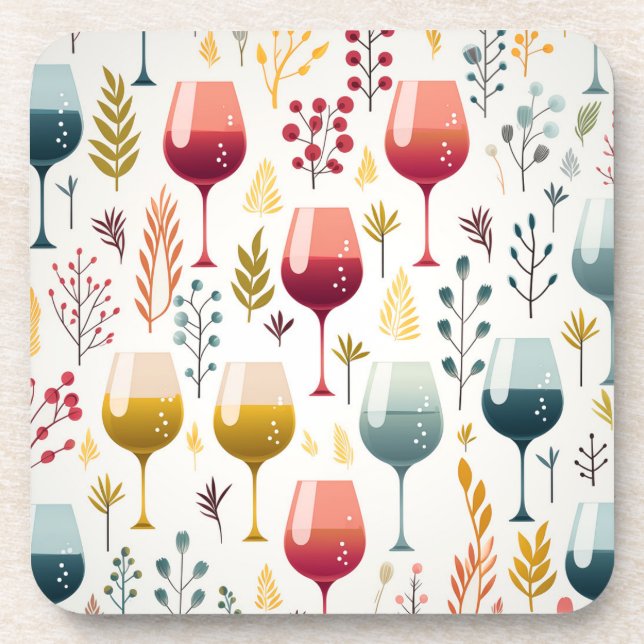 Cute wine cups plastic coaster (Front)