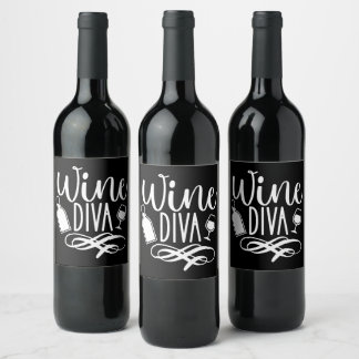 Cute Wine Diva Funny   Label