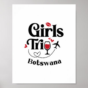 Cute Wine Girls Trip Botswana Travel Vacation Poster