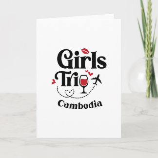 Cute Wine Girls Trip Cambodia Travel Vacation  Card