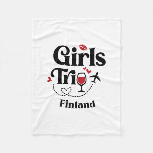 Cute Wine Girls Trip Finland Travel Vacation Fleece Blanket
