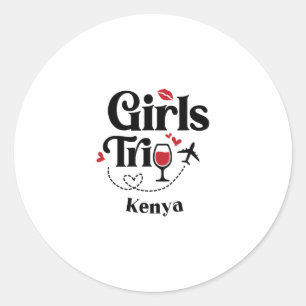 Cute Wine Girls Trip Kenya Travel Vacation Classic Round Sticker