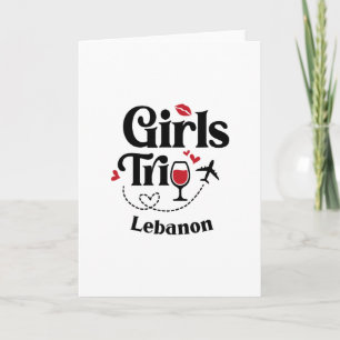 Cute Wine Girls Trip Lenon Travel Vacation Card