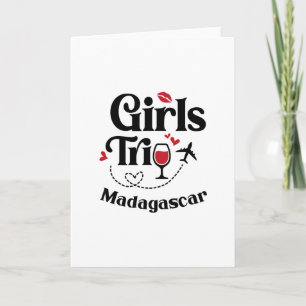 Cute Wine Girls Trip Madagascar Travel Vacation Card
