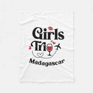 Cute Wine Girls Trip Madagascar Travel Vacation Fleece Blanket