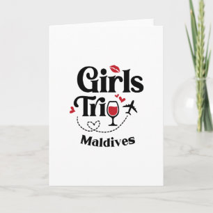 Cute Wine Girls Trip Maldives Travel Vacation Card