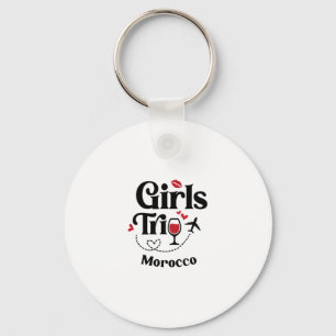 Cute Wine Girls Trip Morocco Travel Vacation Key Ring