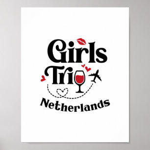 Cute Wine Girls Trip Netherlands Travel Vacation Poster