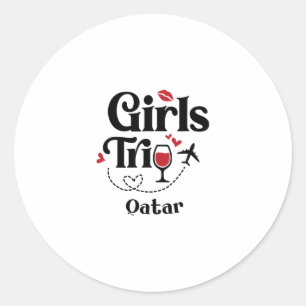 Cute Wine Girls Trip Qatar Travel Vacation Classic Round Sticker