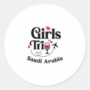Cute Wine Girls Trip Saudi Arabia Travel Vacation  Classic Round Sticker
