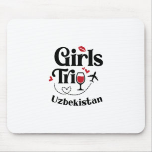 Cute Wine Girls Trip Uzbekistan Travel Vacation Mouse Mat