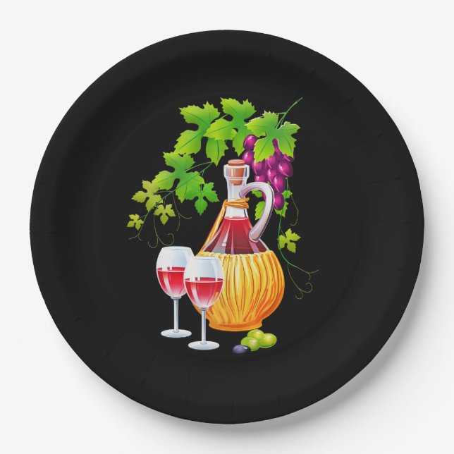 Cute wine party paper plate (Front)