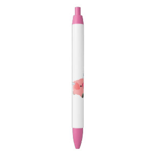 Cute Winged Cartoon Pig Black Ink Pen