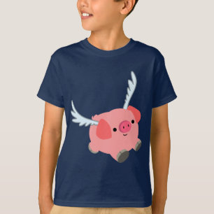 Cute Winged Cartoon Pig Children T-Shirt