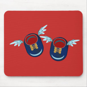 Cute winged little shoes in blue and red mouse mat