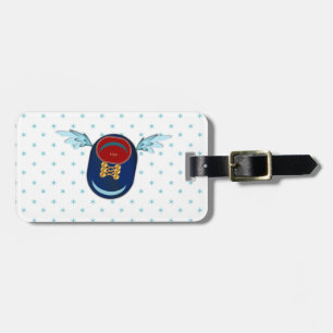 Cute winged shoe cartoon & stars luggage tag