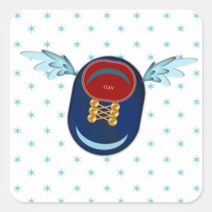 Cute winged shoe cartoon & stars square sticker