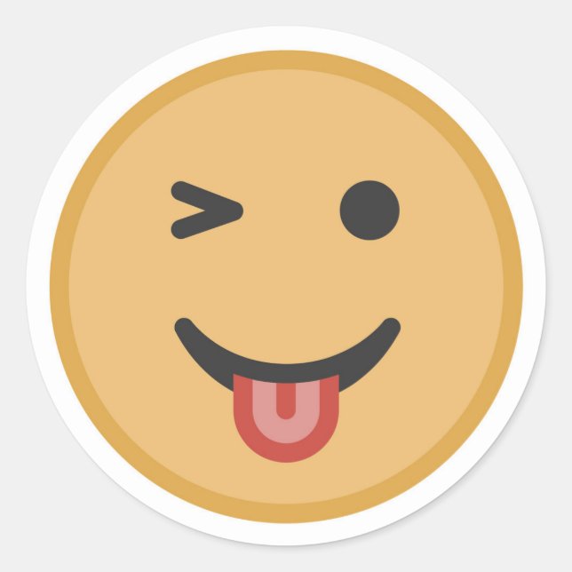Cute Wink Emoji Face Classic Round Sticker (Front)