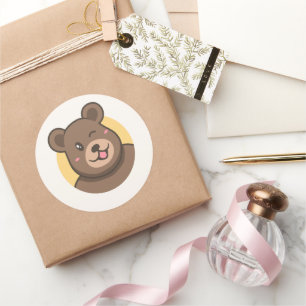 Cute Winking Cartoon Bear Avatar Vector Illustrat Classic Round Sticker